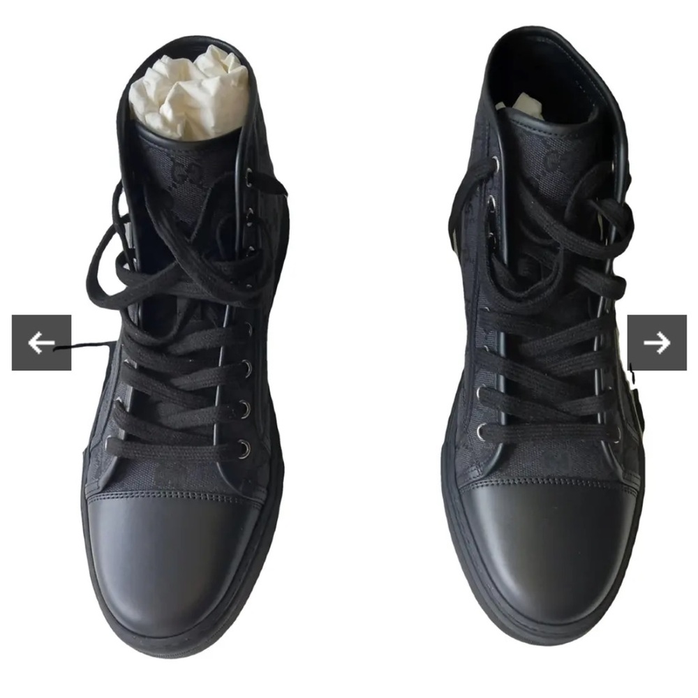 Gucci unisex Black High-Top Sneakers  excellent condition men’s 6 size women’s 8 - Picture 2 of 8